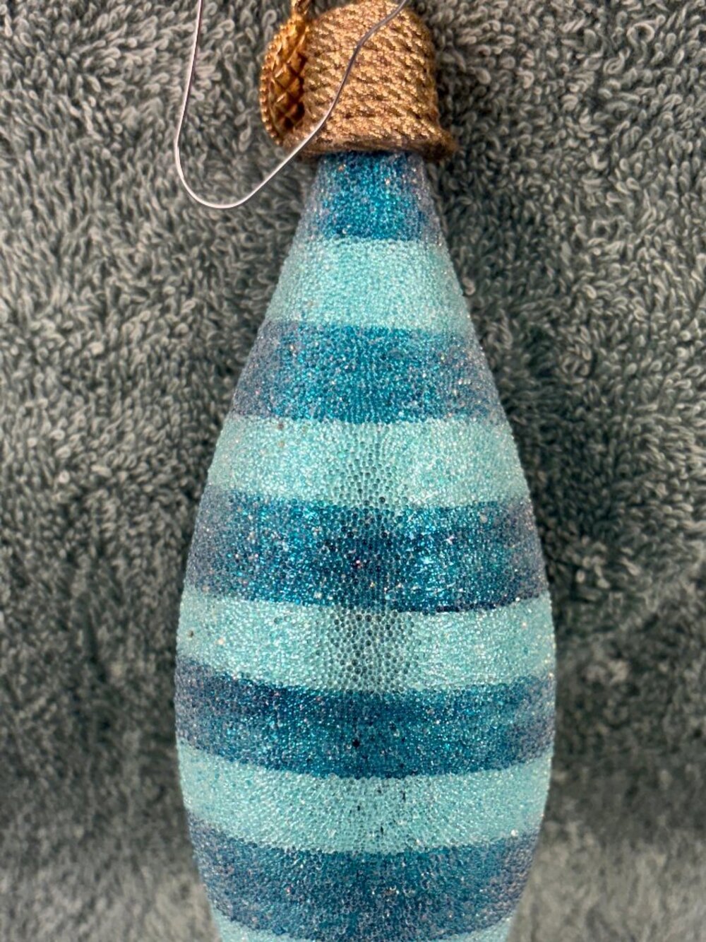 Department 56 John Toole Collection Glass Drop Ornament Blue Striped Barneys NY